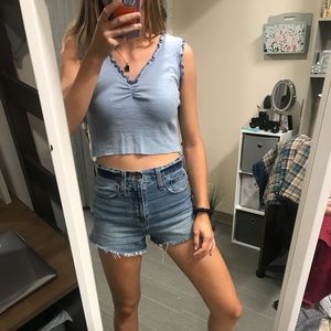 blue cropped tank top
